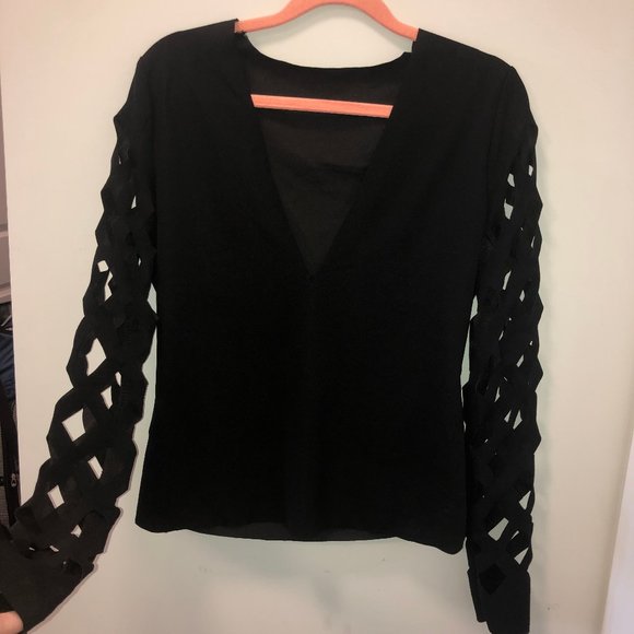 SHEIN Tops - 25%OFF Sexy Shein Medium Black Cutout Sleeve Shirt